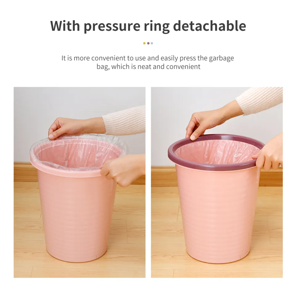 Simple Trash Can, Pressure Ring Trash Bin, Plastic Garbage Bin