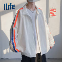 I life Store Jacket เสื้อแจ็คเก็ตนักเรียนชายเสื้อลำลองกีฬาแจ็คเก็ตลมขนาดใหญ่ Workwear Retro Coat