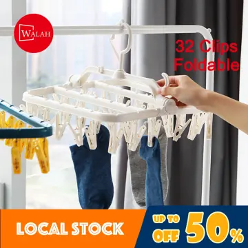 32 Clips Hanger Clothes Drying Sock Bra Underwear Undies Hanging