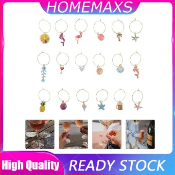 100pcs Wine Glass Charm Rings Metal Earrings Wire Hoops Drink Markers C