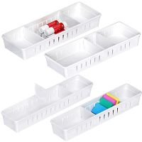 4 Pack Desk Drawer Organizer Trays Plastic Office Drawer Organizer Set Makeup Organizer Storage Dividers