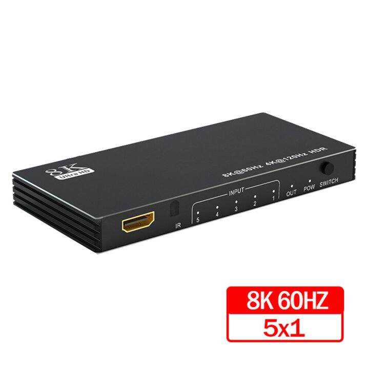 hdmi-เข้ากันได้2-1สวิทซ์แยก120hz-5พอร์ต-hdmi-4k-สวิชท์สำหรับแยกสัญญาณ-cec-48gbps-สวิตซ์8k-กับ-dolby-ระยะไกล