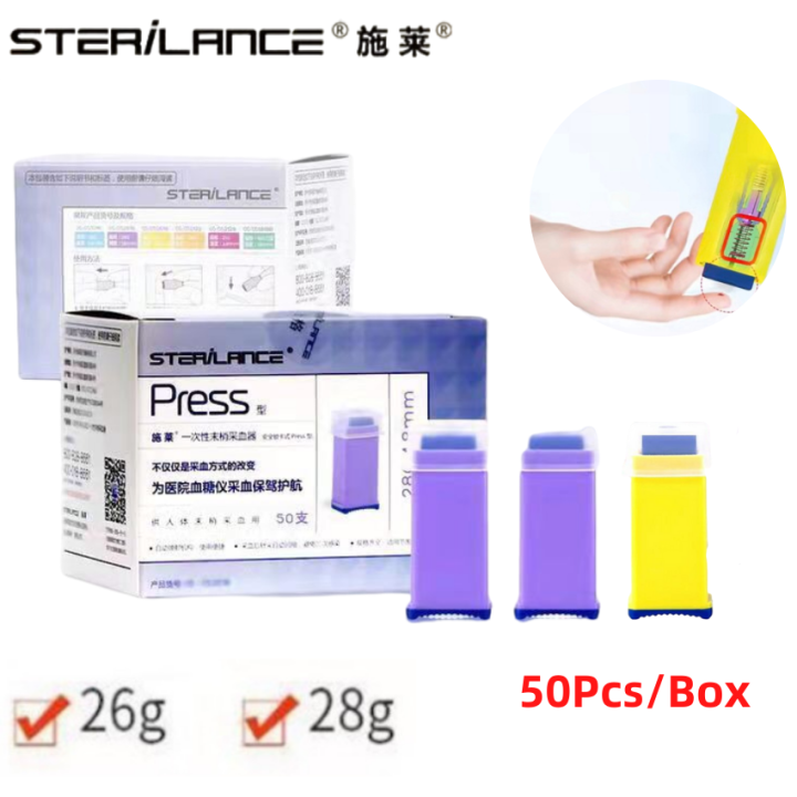 50Pcs 28G/26G Disposable Blood Collection Lancets Autoretraction