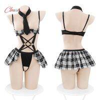 Japanese Anime College Girl Women Student School Unifrom Plaid Skirt Outfits Cosplay Underwear Tie Bodysuit Set Costumes