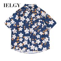 IELGY เสื้อคู่ผู้ชาย,เสื้อเชิ้ตชายหาดคู่แขนสั้นย้อนยุคสไตล์ฮ่องกง