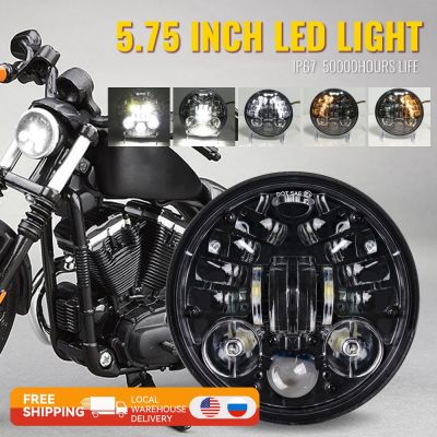 ✒Deta❧5-3/4 5. 75มอเตอร์ไซค์ Inch Moto โปรเจ็คเตอร์ LED ไฟหน้าสีดำ60W ไฟหน้ารถจักรยานยนต์สำหรับ Sportster 883 XL883 FXCW