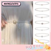 1PC Pearl Waist Belt Elegant Women Pearl Belt Waist Belt Elastic Buckle Pearl Chain Belt Female Girls Dress Crystal Strap