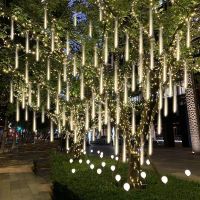 กันน้ำ LED String คริสต์มาสไฟกลางคืนฝนดาวตก String Light งานรื่นเริง Garden Party ตกแต่ง Fairy Lamp