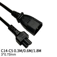 IEC320 C14-C5สี่เหลี่ยมขนาด0.3ม. 3*0.75มม. C14ปลั๊กตัวผู้เป็น C5ตัวเมียสายไฟอะแดปเตอร์สายไฟ10A/250V