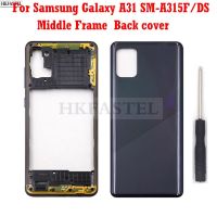 HKFASTEL A31 Perumahan ไม่เหมาะสมสำหรับ Samsung Galaxy A31 A315 A315F A315G A315N Ponsel Bingkai Tengah UH Penutup Pintu Belakang Kasus