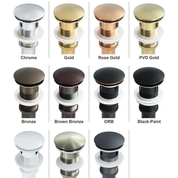 Push Down Popup Drain Brushed Gold Sink Drain Stopper Brass Bathroom