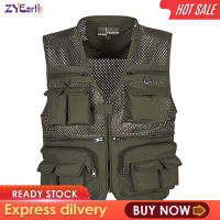 ZYEarth Fly Fishing Mesh Vest เสื้อกั๊กตกปลากลางแจ้ง Mutil-Pocket