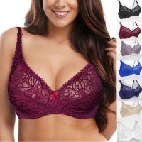 Womens Lace Bras Ultra-Thin Perspective Bralette Deep V Bra Womens Sexy Lingerie BH Tops Plus Size B C D E F Cup