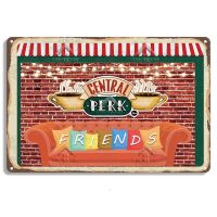 ป้ายแผ่นโลหะประดับตกแต่งโลหะป้ายดีบุกแนววินเทจกาแฟเพื่อนๆ Central Perk ตกแต่งห้องครัวบาร์