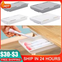 bjh♘  Under Desk Self-adhesive Under-drawer Stick Table Drawer Organizer