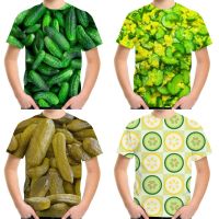 Summer 4-20Y Children Teen Fashion 3D T-Shirt Vegetable Cucumber Print Boy Girl Green T Shirt Kids Baby Casual Tshirt Tops Tees