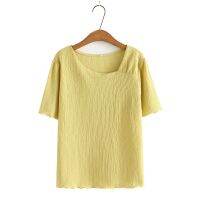 【มีไซส์ใหญ่】Plus Size XL-4XL Womens Solid Color Summer Shirrts Short Sleeve Simple Elegant Tops