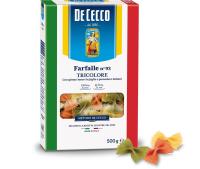 พาสต้า ฟาร์ฟาลเล ไตรคัลเลอร์ เบอร์.93 - ดีเชคโก้, 500 กรัม Pasta Farfalle Tricolore No.93 - De Cecco, 500 grs