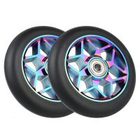 2 Pcs Scooter Accessories 110Mm Scooter Wheels Colorful Pu Wheels Thick Stunt Car Wheels With Bearings