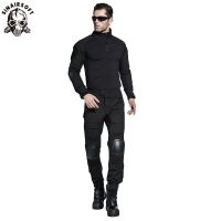 ☃ SINAIRSOFT Army Combat Uniform Tactical BDU clothes Black Assault Suit With Knee Pads Elbow Shirt Pants