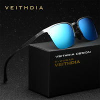 VEITHDIA nd Uni Aluminum Magnesium Semi Rimless Sunglasses Polarized Mirror Vintage Eyewear Sun Glasses MenWomen 6631