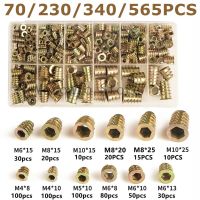 565/340/230/70PCS Assorted Flanged Hex Drive Head Furniture Nuts M4 M6 M8 M10 Zinc alloyl Thread For Wood Insert Nut Nails Screws Fasteners