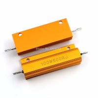 RX24 100W 500R 500RJ Metal Shell Aluminium Gold Resistor High Power Resistance Golden Heat Sink Resistor 100 Watt 500 ohm WATTY Electronics