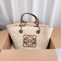 Loe1weˉNew Straw Bag Summer Basket Handbag Tote Bag