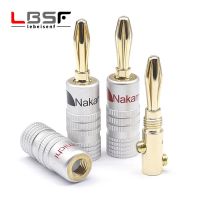 【YF】 Nakamichi BANANA PLUGS 24K Gold-plated 4MM Banana Connector with Screw Lock For Audio Jack Speaker Plugs Black Red