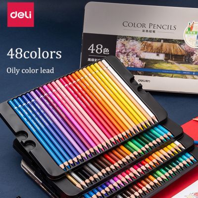 Deli 24/48/72 Color 6518 Oil-based Color Lead Professional Hand-Painted Students Draw With Colored Pencils