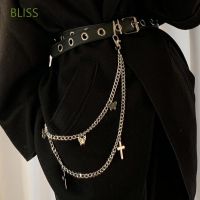 Bliss กางเกงขายาวลําลองแฟชั่นสําหรับสตรีสีเงินสไตล์ฮิปฮอป