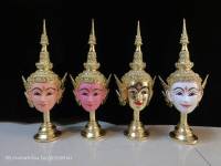 หัวโขน นางสีดา พระแม่อุมา พระแม่ลักษมี พระแม่สุรัสวดี ขนาดกว้าง 3.5 นิ้ว สูงรวมฐาน 10 นิ้ว งานเรซิ่น พร้อมฐานปิดทอง งานสวย ของที่ระลึก