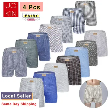 4pcs Underwear Mens Boxers 100% Cotton Sleep Underpants Men