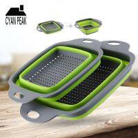 【hot】 2pcs/set Fruit Vegetable Washing Drain Basket Strainer Silicone Colander Collapsible Drainer Tools