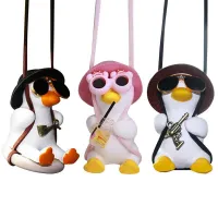 Car Pendant Cute Anime Little Duck Swing Auto Rearview Mirror Hangings Ornament Interior Decoraction Accessories For Girls Gifts