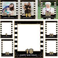 Black Gold Birthday Party Photo Booth Props 1st 16th 18th 21st 25th 30th 40th 50th 60th 70th 80th Birthday Anniversary Decor TV Remote Controllers