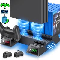 For PS4 SlimPS4 ProPS4 Vertical Stand With Cooling Fan Dual Controller Charging Station For Playstation 4 For PS4 Accessories