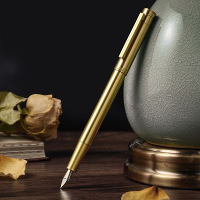 ZZOOI LT Hongdian Retro 1861 Brass Forest High-End Exquisite Business Office Elbow Art Fountan Pen Students Practice Pen For Gift