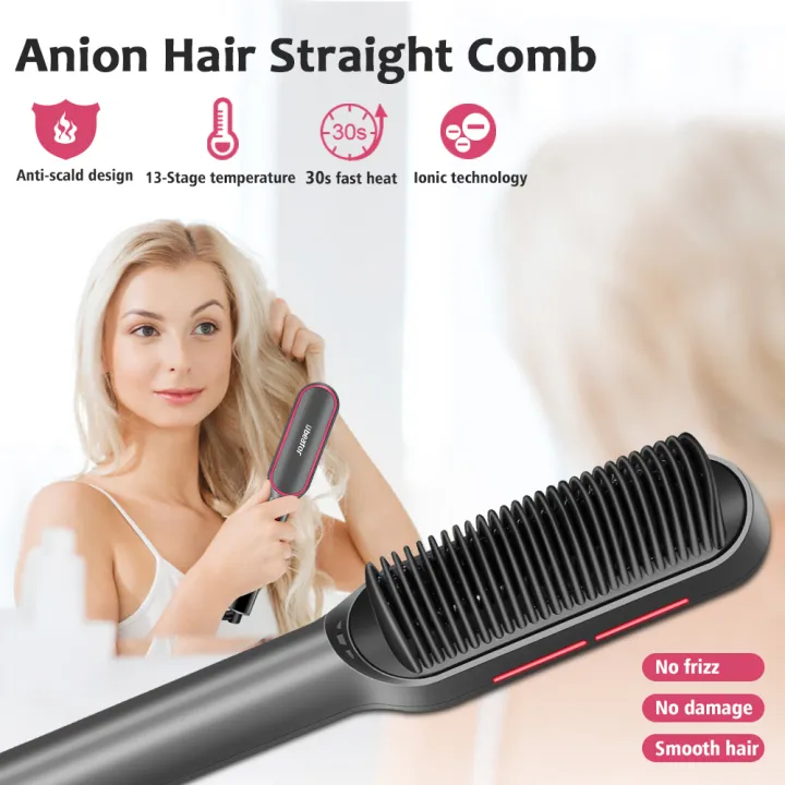 Ubeator New LCD Screen Temperature Hair Straighterner Hair Brush Comb Flat Irons  Curling Iron Wands Women Anti-scalding 2 in 1 Short Hair Beauty Tools |  Lazada PH