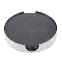 6pcsSet Stainless Steel Coaster Cup Mats Pads Non-slip Pad With Holder Round Square Metal Insulation Pad Tablewear