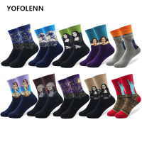 10 Pairslot Painting Art Socks Women Novelty Happy Colorful Cotton Socks Van Gogh Retro Oil World Famous Painting Socks Lot