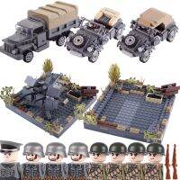 WW2 Military Ruin Base Building Blocks Germany US Army Soldier Figures Infantry Gun Car Truck Vehicle Cannon Weapons Bricks Toys