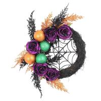 Halloween Front Door Wreath Halloween Lighted Door Decorations Reusable LED Light Up Halloween Door Wreaths for Festival Celebration physical