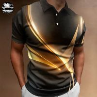 CODpz119nb Lighting Stripe Mens Summer Polo Shirts Casual Business Male Short Sleeve Fashion Top Clothing Black Green Red