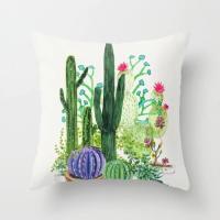 【JH】 cactus succulent polyester pillowcase office fabric cushion home jeanette