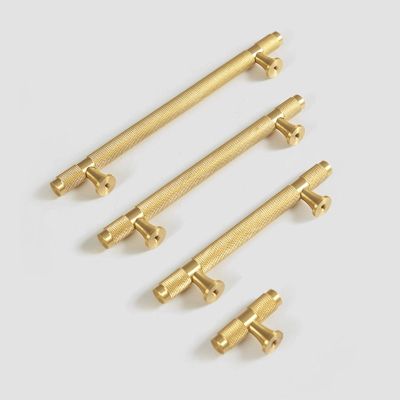 【LZ】♦▽¤  Modern Knurl Brass Kitchen Cabinet Knobs and Handles Gold Drawer Dresser Cupboard Furniture Door Handles Hardware-1Pack