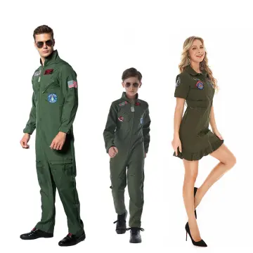 Pilot Uniform Army Green TOP GUN Costume Cosplay Military Uniform Adult  Kids