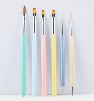 6Pcs Nail Art Brush Design Tip Painting Drawing Carving Dotting Pen   Macaron Point Bead Pen Dizzy Dye Carved Manicure Tools Artist Brushes Tools