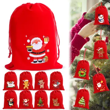 Christmas Velvet Bags Drawstring Candy Biscuits Pouch Red Bracelet Jewelry  Packaging Bags Merry Christmas Storage Bags