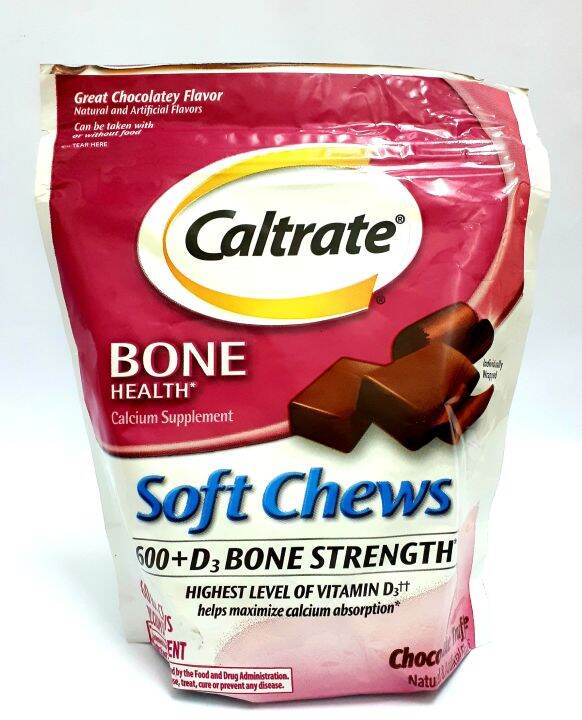Caltrate Soft Chews 600+D3 Calcium Supplement, Chocolate Truffle 60